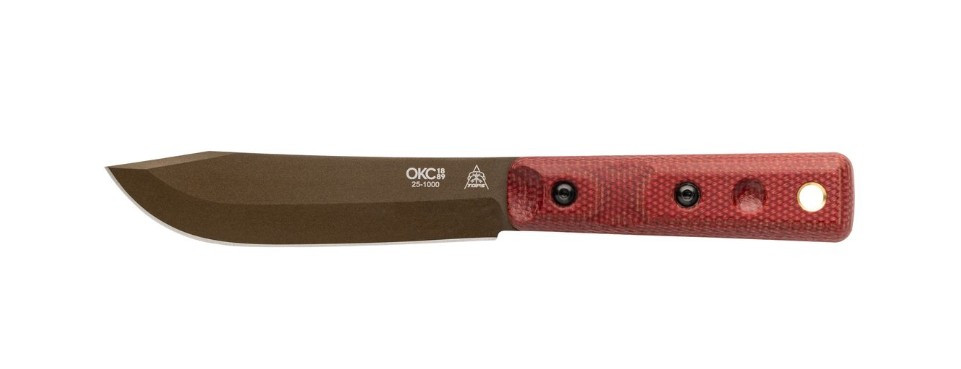 TOPS Ontario XL Hunter Fixed Knife Red Canvas Micarta Handle