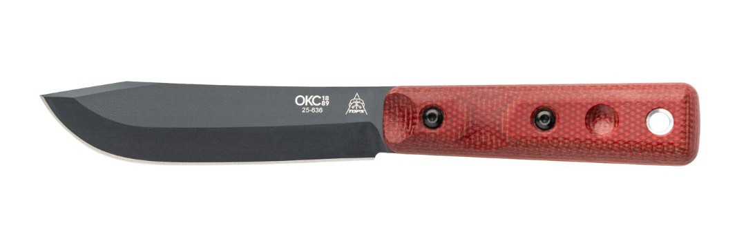 TOPS Ontario XL Hunter Fixed Blade Red Canvas Micarta Handle Sniper Grey Blade TPON7026B