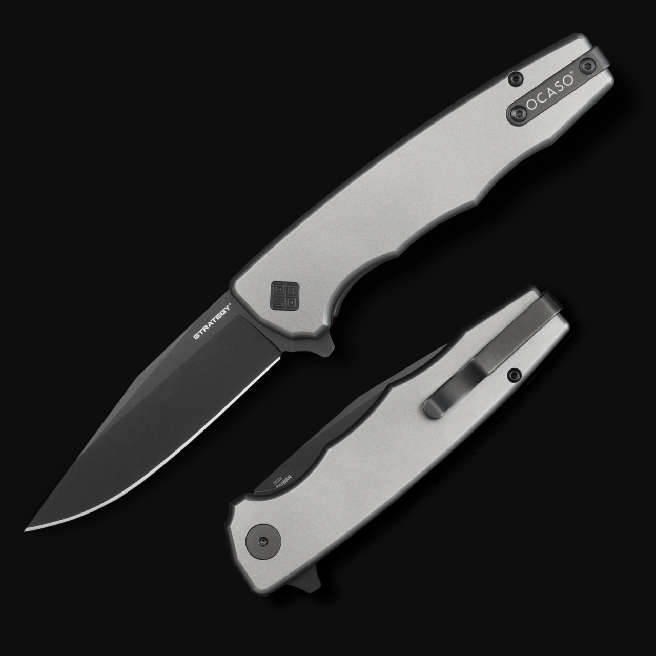 Ocaso Knives Strategy Folding Knife Anodized Titanium Handle Black PVD Coated S35VN Blade 29TAB