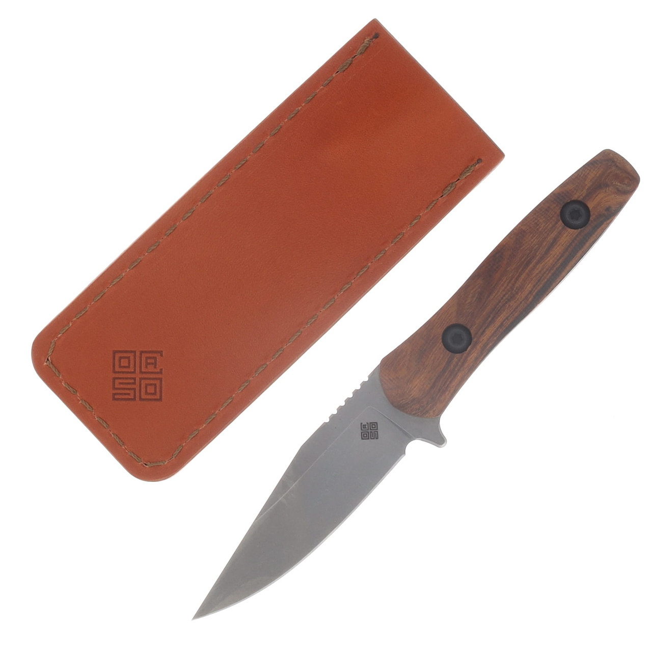 Ocaso Knives Toor Collab Sevra Fixed Blade Knife Stonewash Magnacut -Ironwood 70TBR
