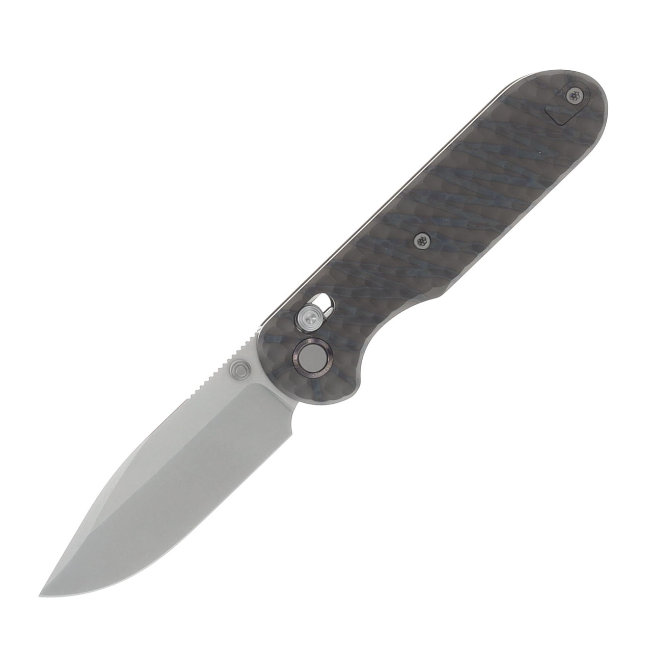 GEO Knife Ethereal Cutter Flamed Tiger Stripe 3in Plain Stonewash Drop Point GEO2402J
