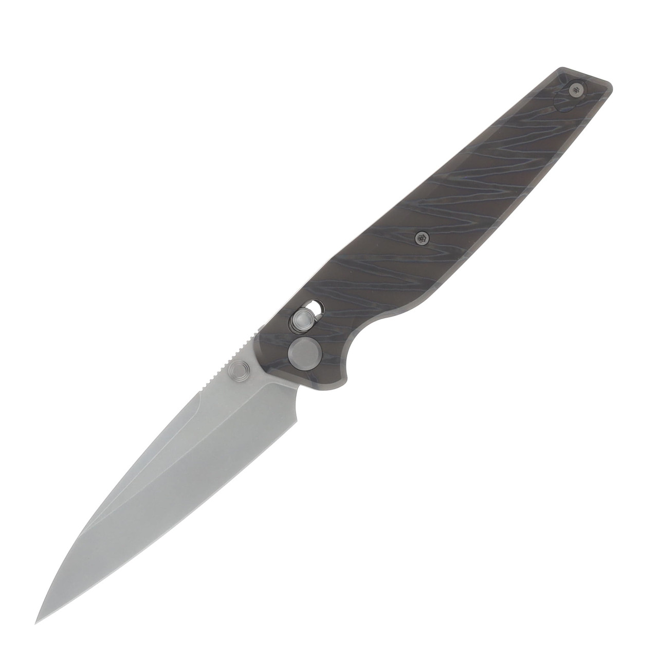 GEO Knife FANTASM Flamed Tiger Stripe 3.9in Plain Stonewash Wharncliffe GEO2505B