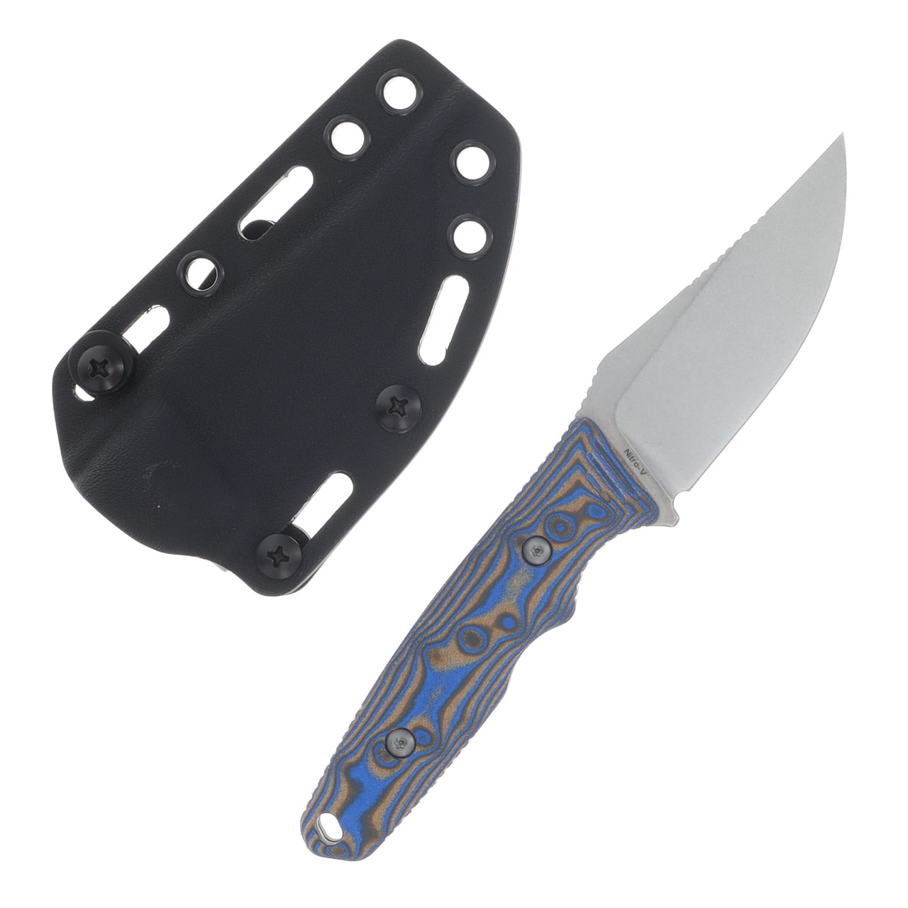 Vosteed H-Back Fixed Blade Knife Stonewash Nitro-V/Blue Ocean Micarta D0407