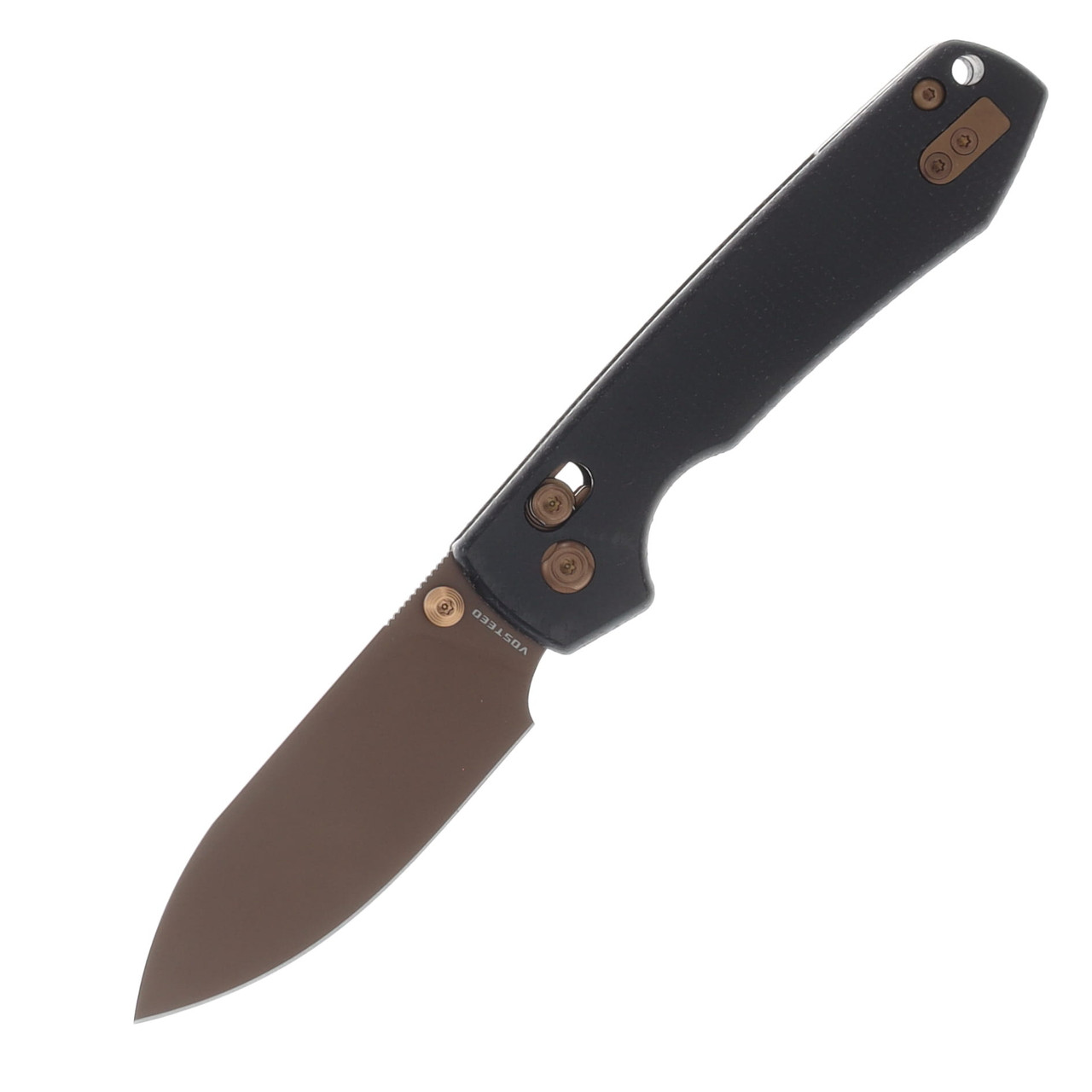 Vosteed Raccoon Crossbar Lock Folding Knife Copper Dune 14C28N/Black Micarta A0539