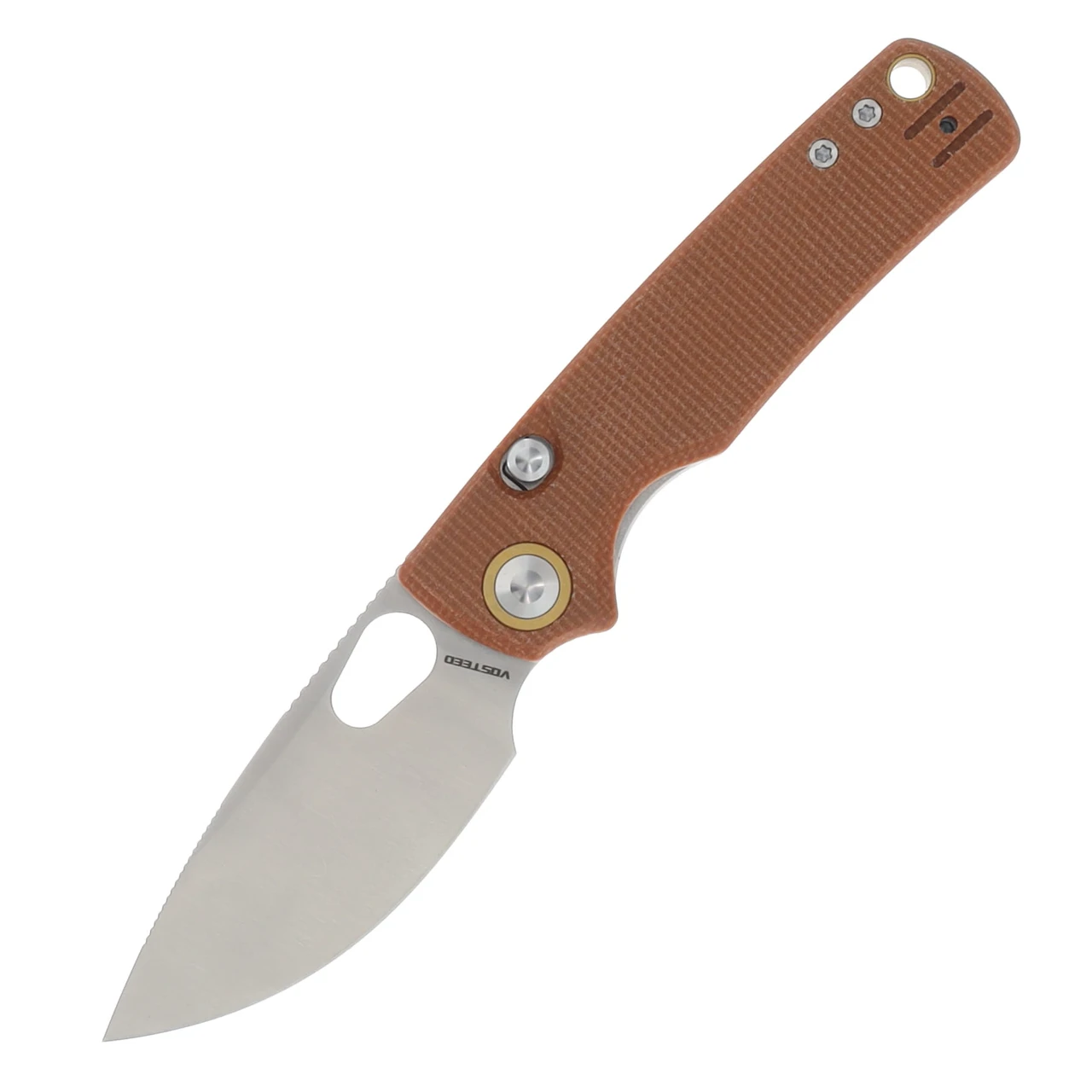 Vosteed Porcupine Folding Knife Top Linerlock Satin 14C28N/Brown Micarta A2604