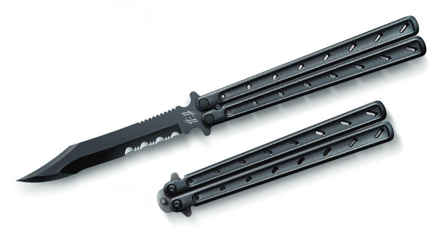 Cold Steel Hell Butterfly Knife Black Aluminum Handle Black PS CPM S35VN Stainless Steel Blade CS-CS-FL-46HLL