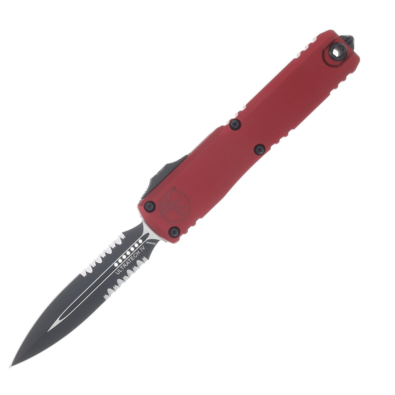 Microtech Ultratech GEN IV OTF Auto D/E Black Part Serrate Blade Merlot Handle AUMT112242MR