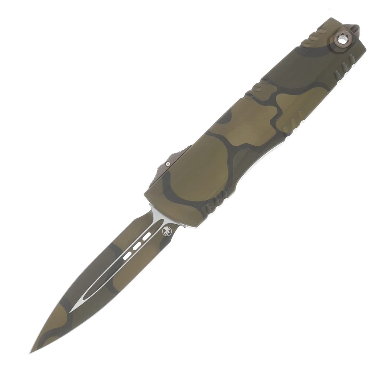 Microtech Luminary ZBP OTF Auto D/E Backwoods Olive Camo Signature Series Standard Tritium Button Insert AUMT12701WOOCS
