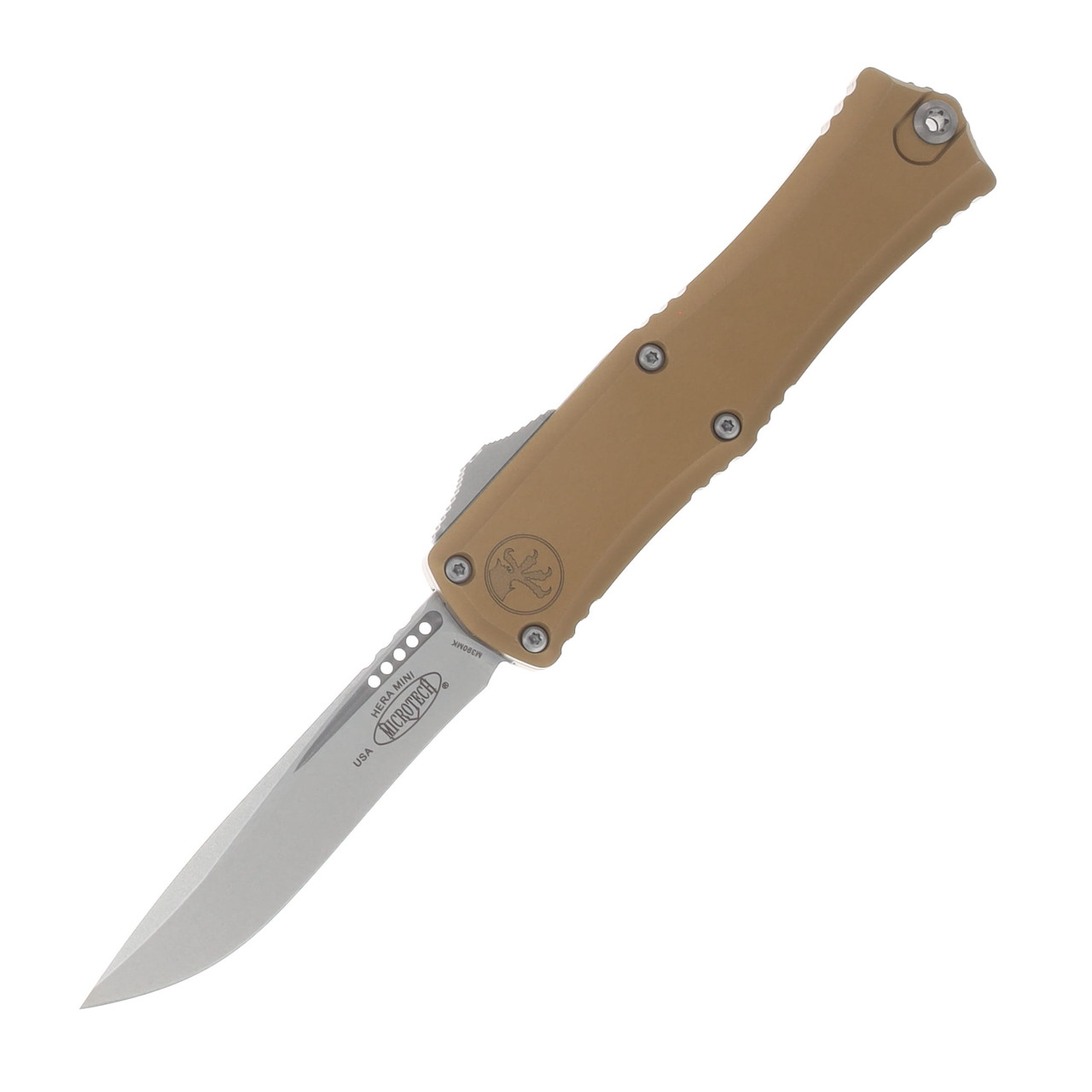 Microtech Mini Hera II OTF Auto Stonewash M390MK Recurve/Tan AUMT1705M10TA
