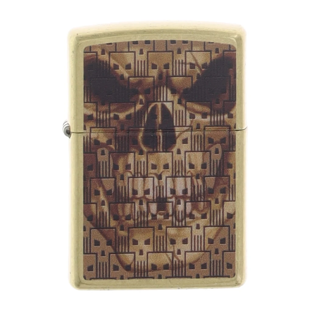 Zippo Up Close Skull Design Street Brass ZP46937