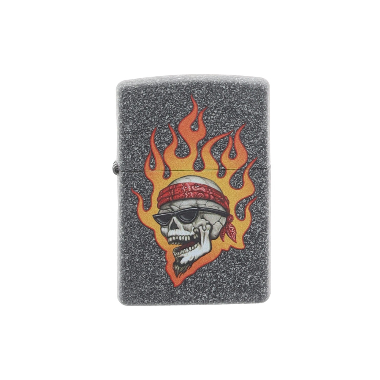 Zippo Rietveld Flaming Skull w Bandana Iron Stone ZP46933