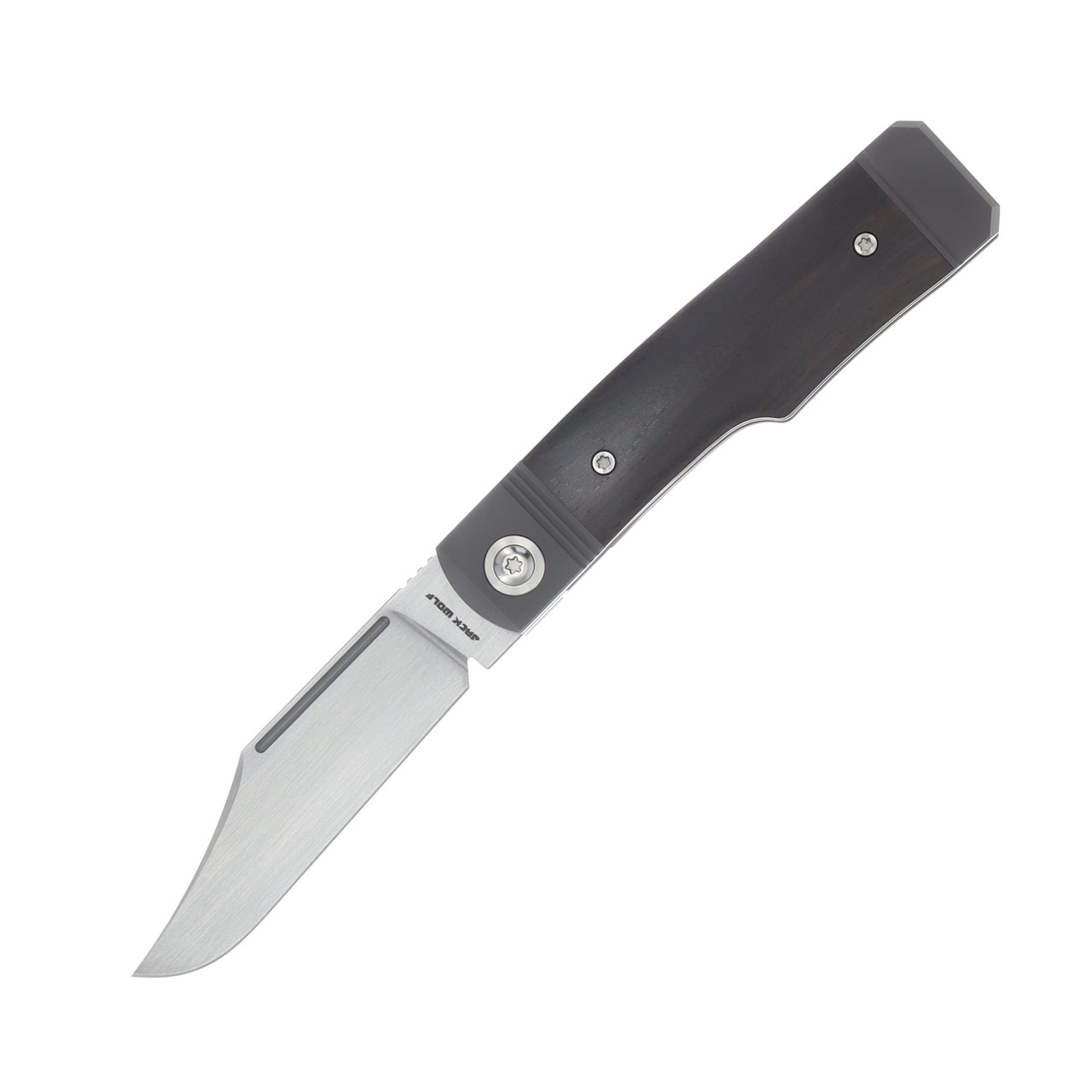 Jack Wolf Gunslinger Jack Framelock Folding Knife Hand Satin/Ebony Wood GUNSL-03-EBONY