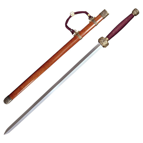 Cold Steel Two Handed Gim Sword Rosewood Handle W/Hardwood Scabbard CS-88THG