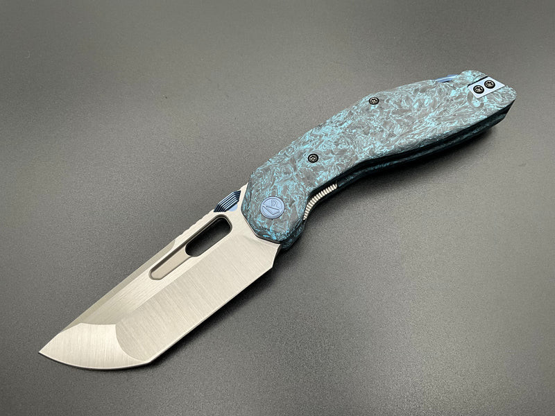 Ketuo Yakuza Linerlock Blue Marble Carbon Fiber Handle Satin 154CM
