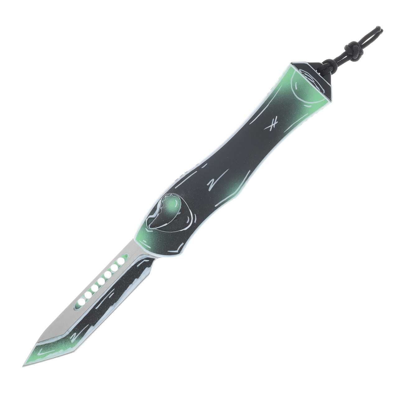 Heretic Hydra V4 OTF Automatic Knife Negative Cel Shaded Toxic Green Tanto H406-NCS-TX