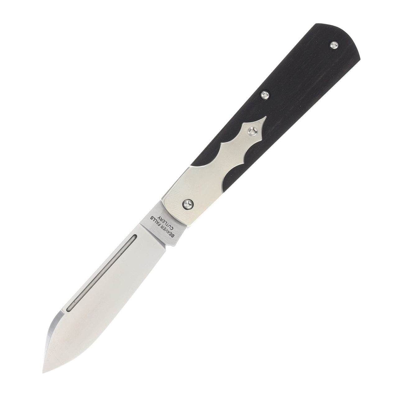 Beaver Falls Barn Door Hinge-Linear Cut Ebony Folding Knife CCBF