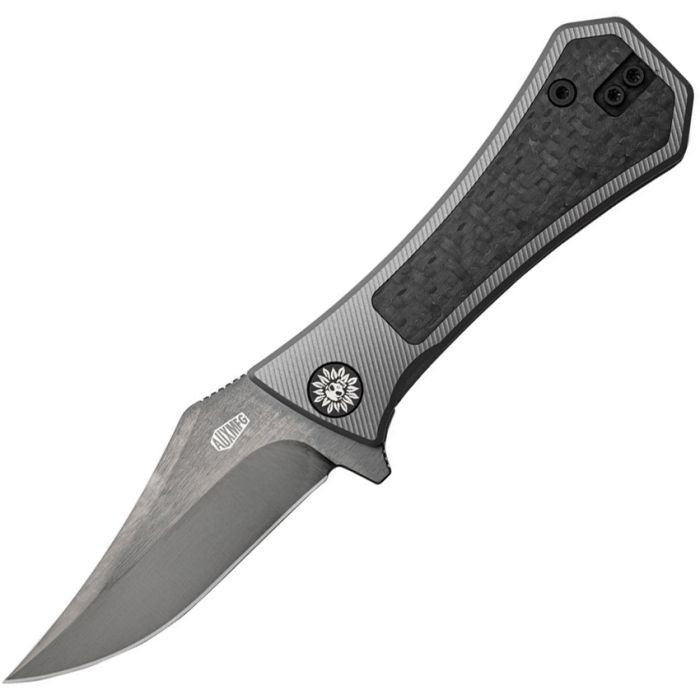 Auxiliary Manufacturing Deadhead Bowie Framelock Folding Knife DLC M390/Black Carbon Fiber and Titanium AUX-002BK