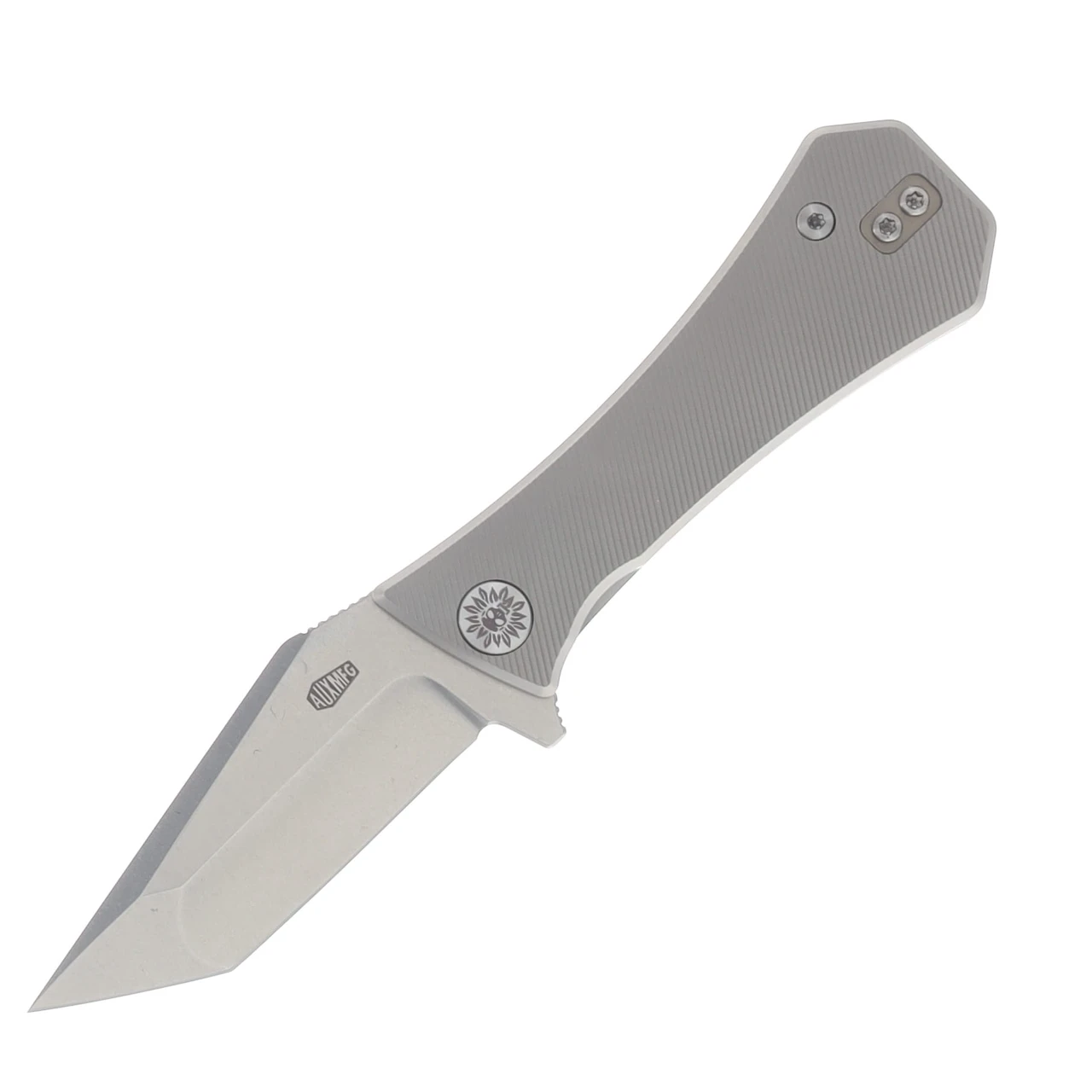 Auxiliary Manufacturing Coffin Tanto Framelock Folding Knife Stonewash M390/Milled Titanium AUX-002TITANTO