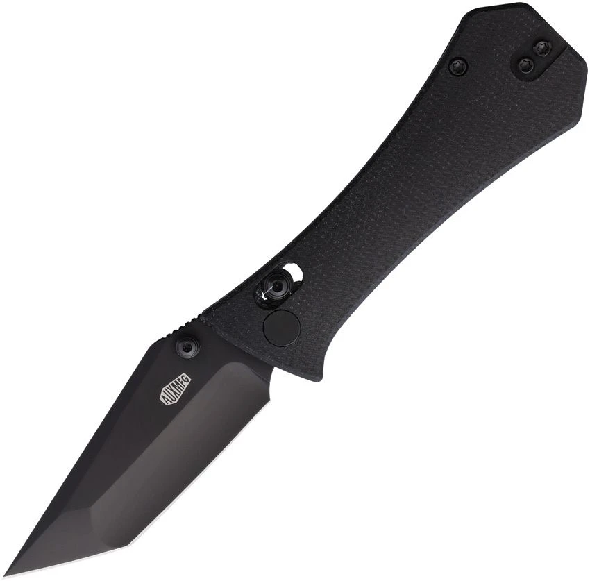 Auxiliary Manufacturing Coffin Tanto Folding Knife Black Canvas Micarta Black 14C28N AUX-005BLK