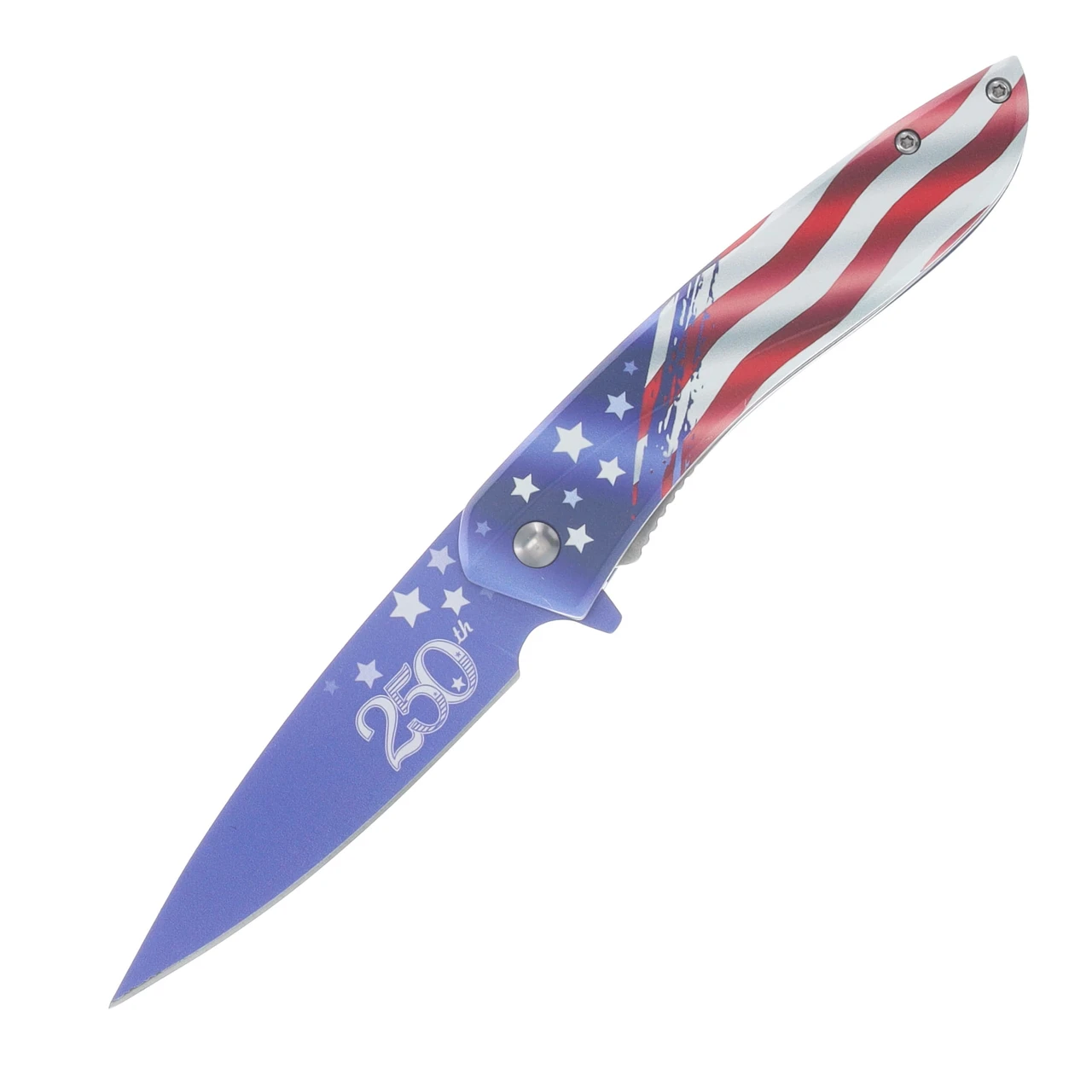 Mtech USA 250th Ann. Spring Assisted Linerlock Folder Blue Stars 250th Blade/Flag Handle MT-A2073F-250