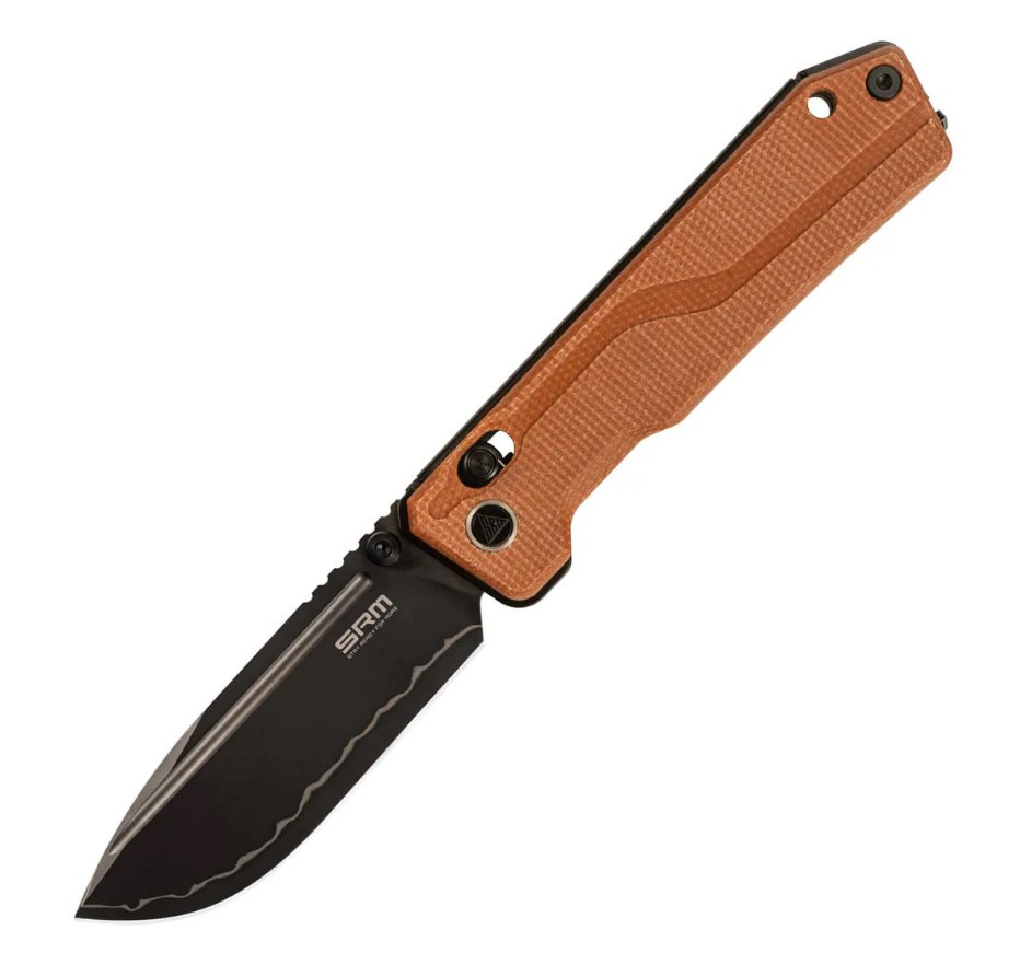 SRM Rubik Crossbar Folding Knife Two-Tone Laminate 140Cr/Brown Micarta SRM-7228B-MN2