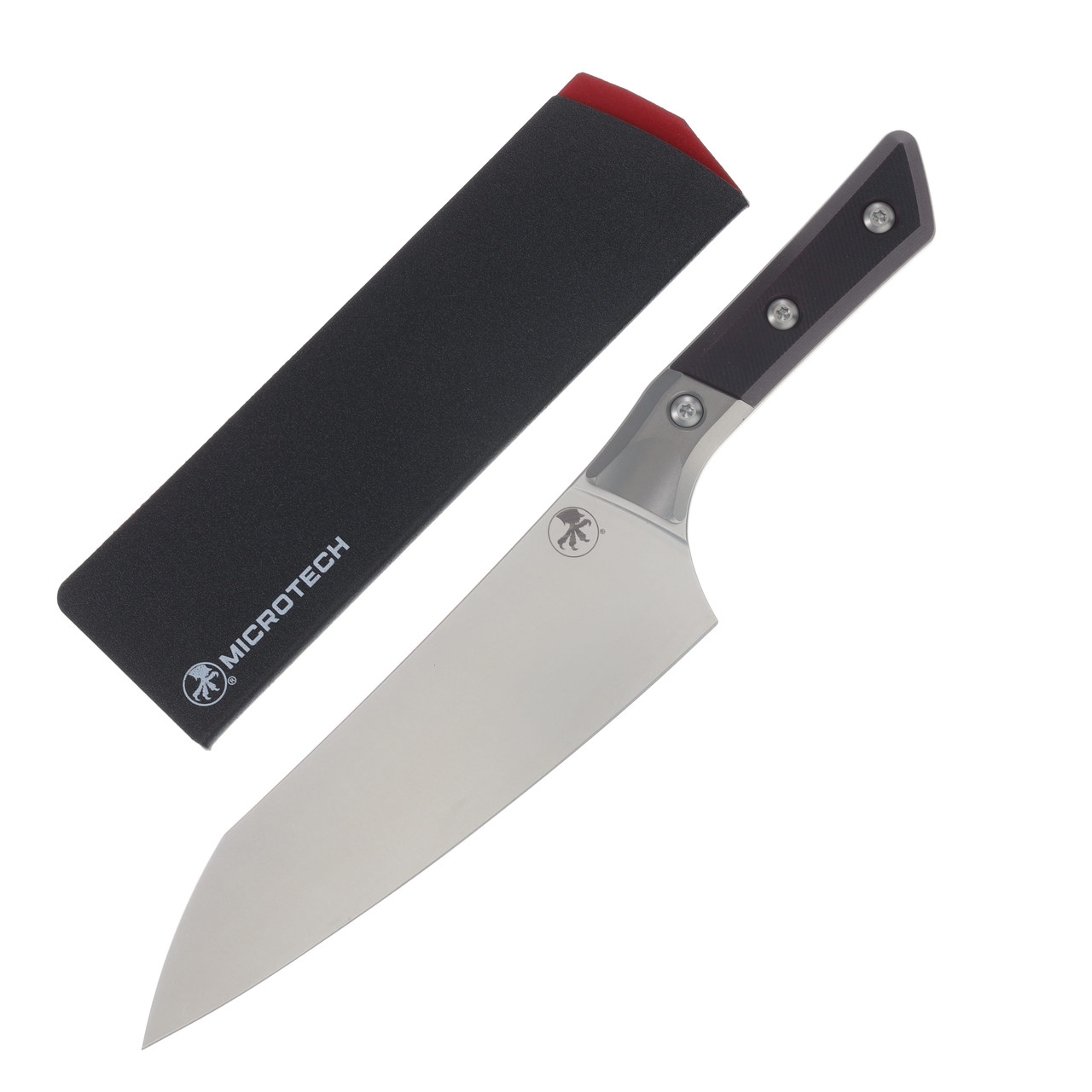 Microtech 8in Chef Knife Stonewash Standard Black Cherry G-10 MT3000B10BC