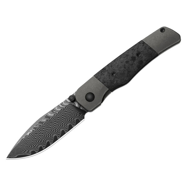 Kizer Coywolf Folder Titanium and Carbon Fiber Handle Acid Wash Damascus Blade KI3685A1