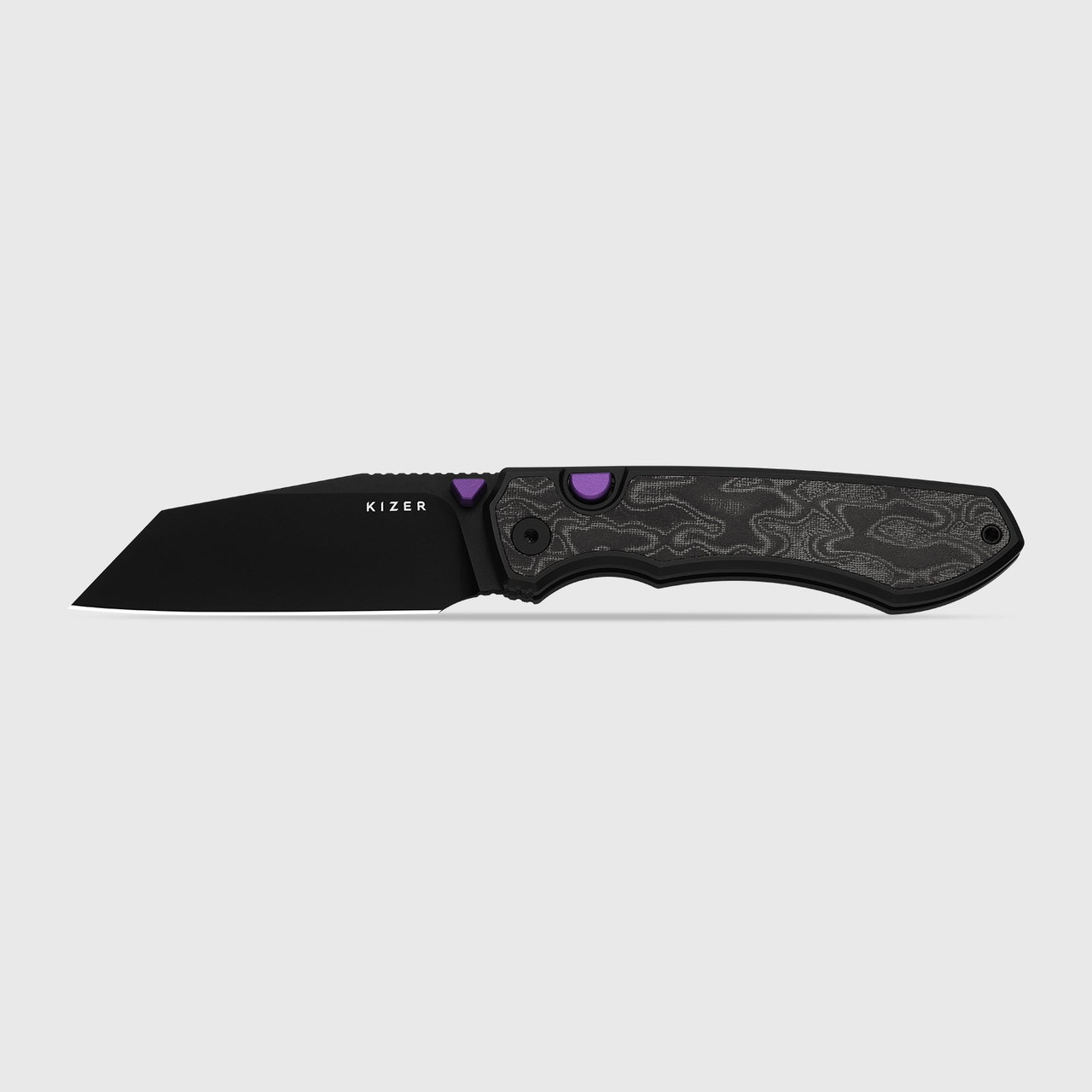 Kizer Wharning Folder Black-White Aluminum and Norplex Ultrex Micarta Handle Black PVD S45VN Blade KI3738A2