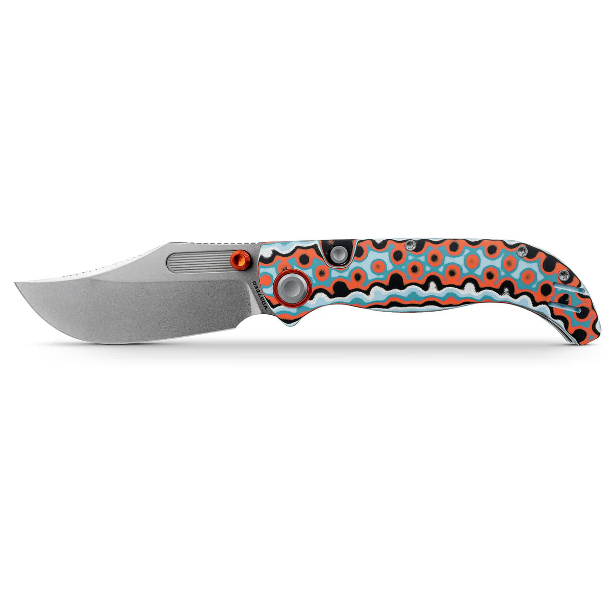 Vosteed Naga Folding Knife S35VN Stonewash Blade Coral Orbit Bamboo Micarta Handle A3907