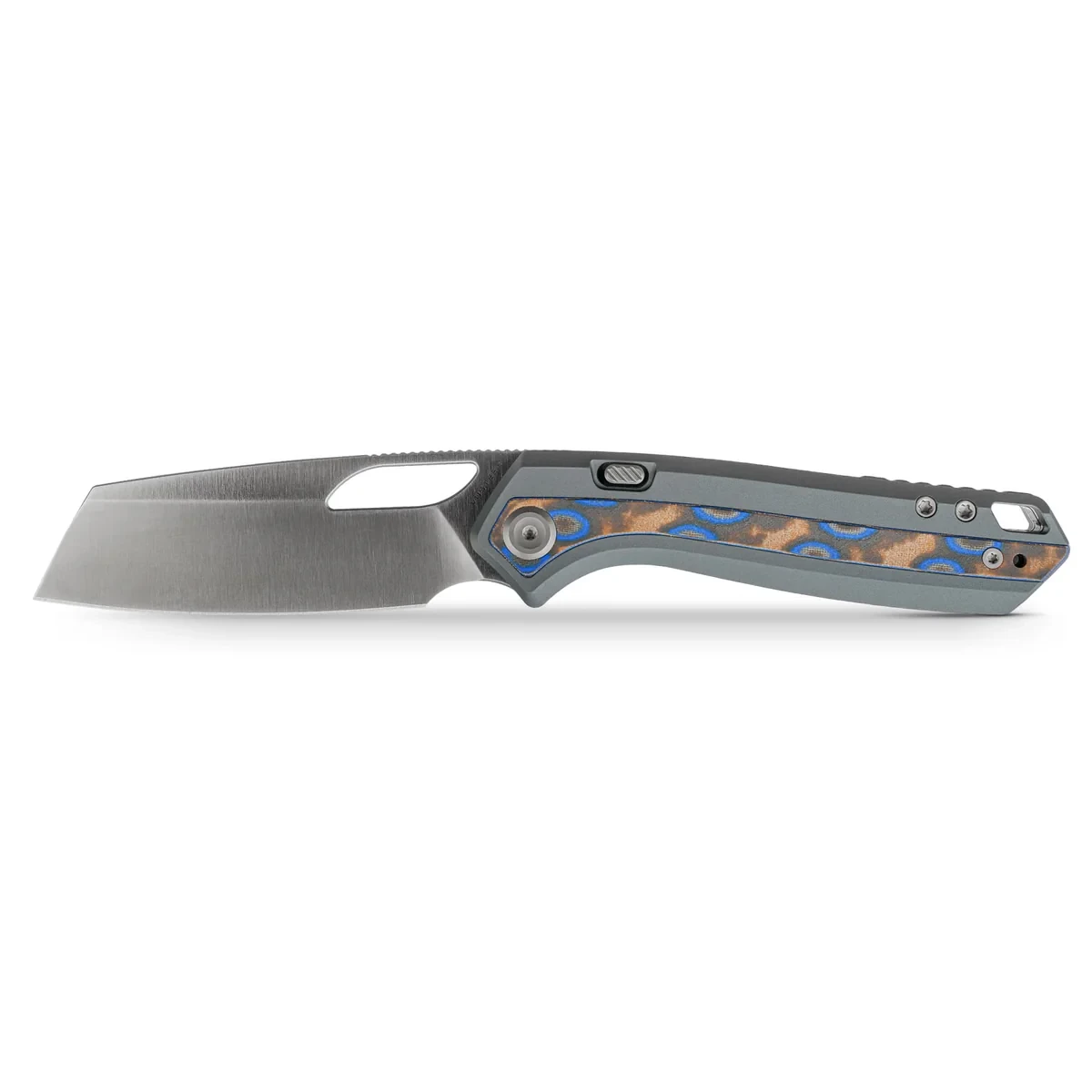 Vosteed Kroc 329 Folding Knife S35VN Satin Blade Gray Aluminum and Ocean Micarta Handle A1813