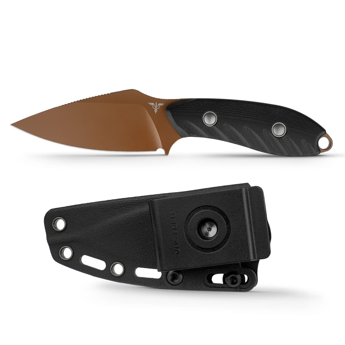 Vosteed Inferno Fixed Knife 14C28N Copper Dune Blade Black G10 Handle D0801