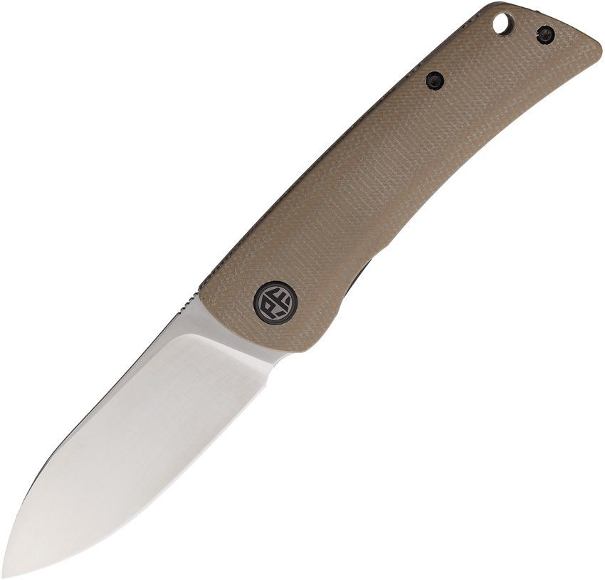 Petrified Fish Flavorist Linerlock Folder Satin K110 Spear Point Blade Khaki Canvas Micarta Handle PFKE05SKMS 