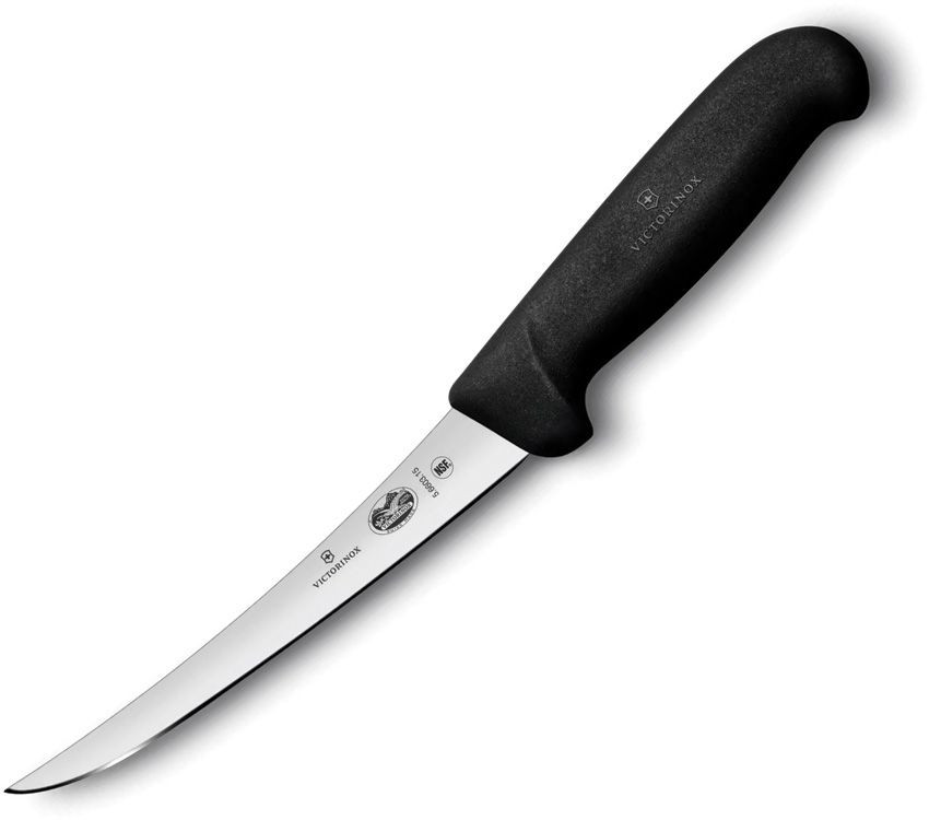 Victorinox Boning Knife 6in Curved Semi-Stiff Blade Black Fibrox Handle