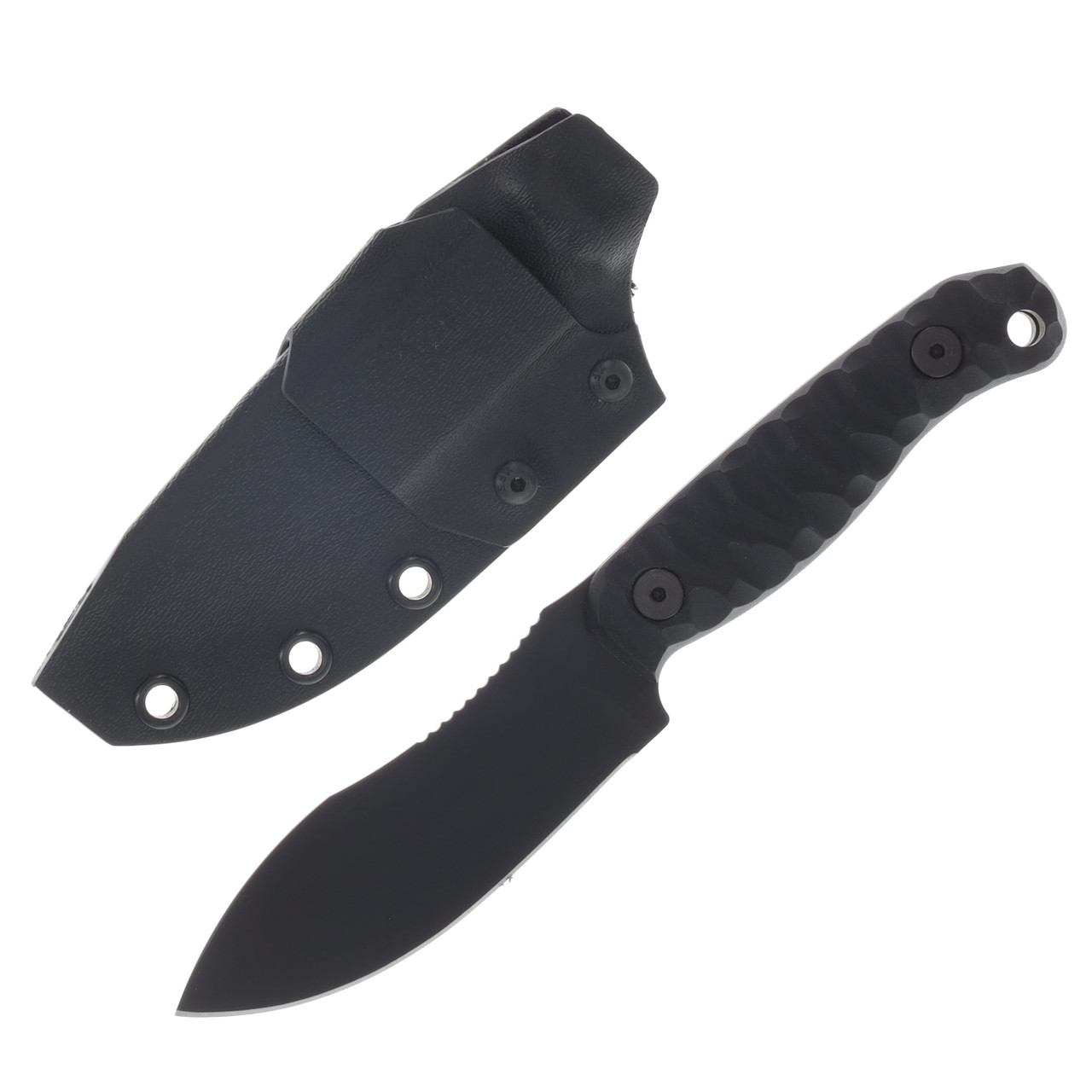 Half Face Skinner Jr- Black G10, Armor Black Cerakote, Allen Bolts, Textured Grip HFSKINJRBKARMOR
