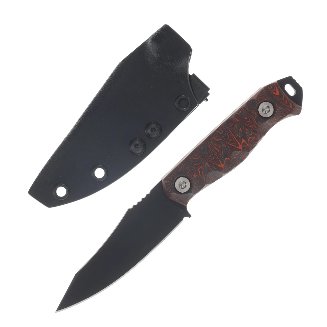 Half Face Field Knife Jr- Mars Valley Carbon, Armor Black Cerakote, Ti Bolts, Textured Grip HFFKJRMVCN