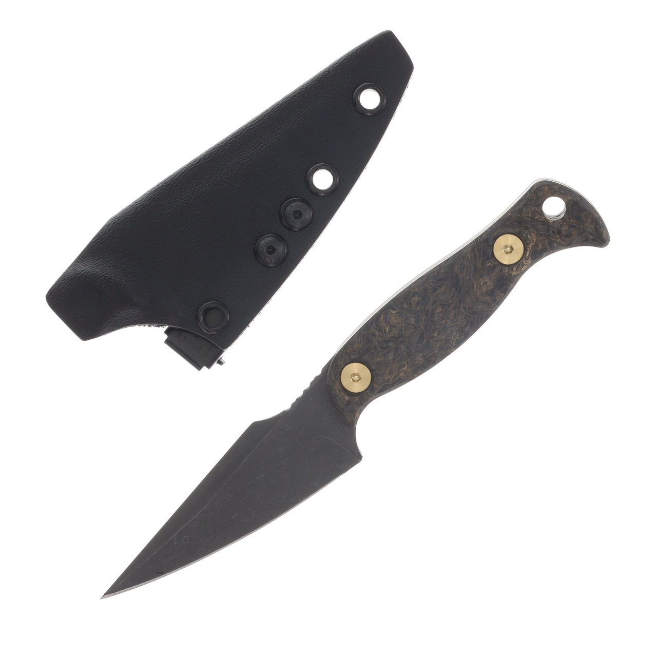 Half Face Gulo Gulo Fixed Knife Dark Matter Gold Carbon Fiber Brass Bolts Iron Grip HFGULODMGCF