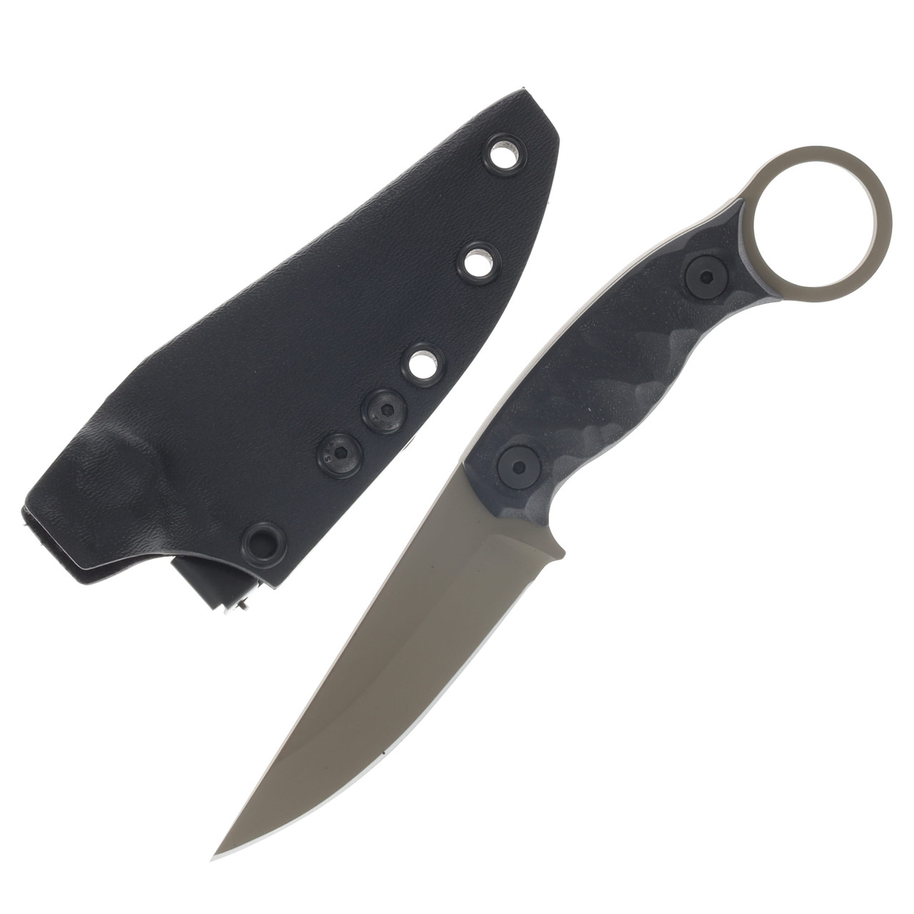 Half Face Osoraku 3in Mini Fixed Knife Black G10 FDE Cerakote Allen Bolts Chaos Grip HFOSORAKUBK