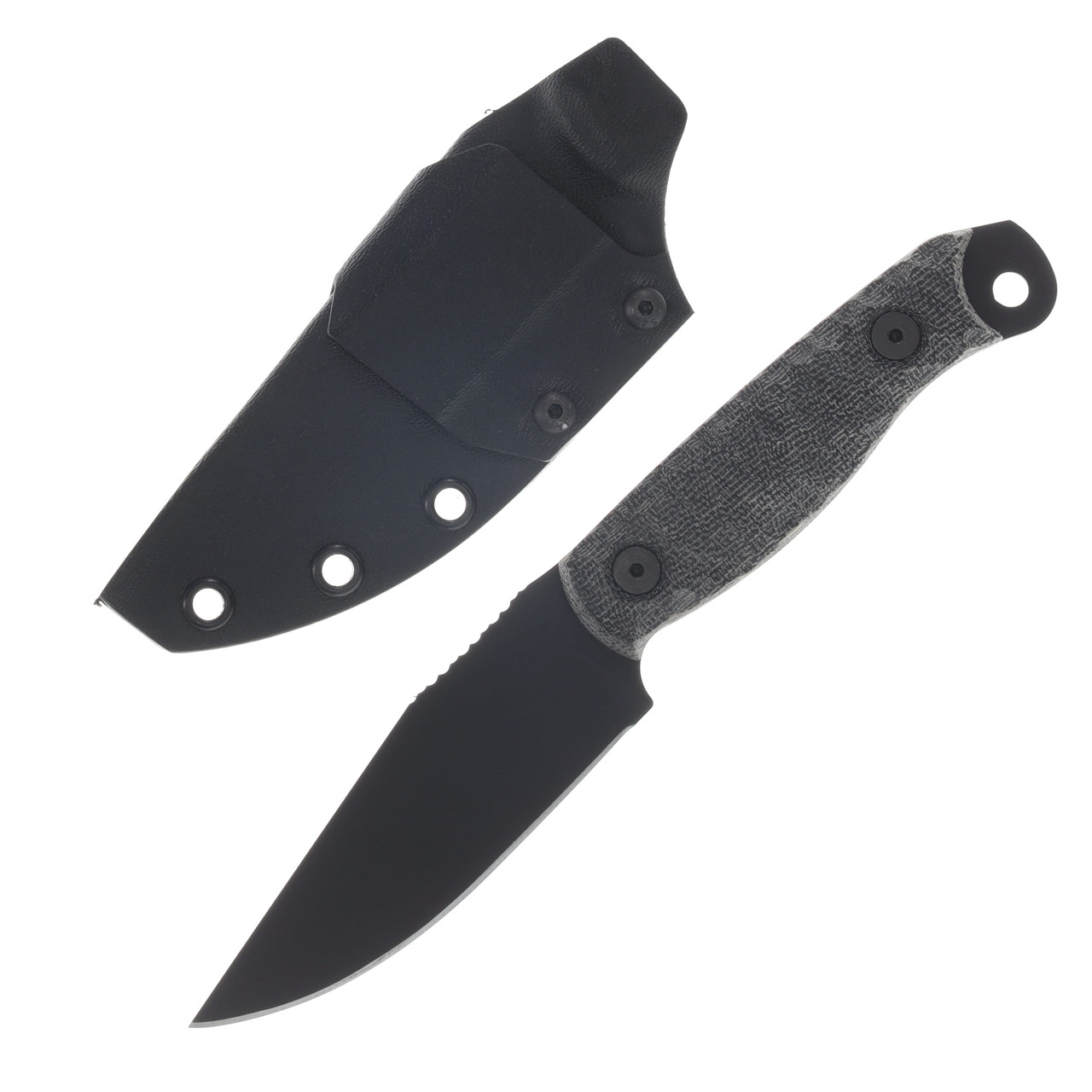 Half Face Blades Crow Scalper 4in Plain Armor Black Cerakote Drop Point 1