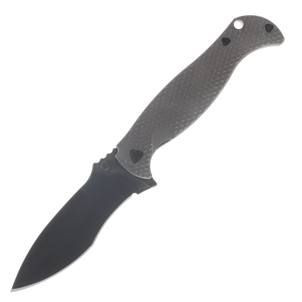 Half Face Extremis Folder - Tumbled Raw Ti Scales PVD Coated Blade