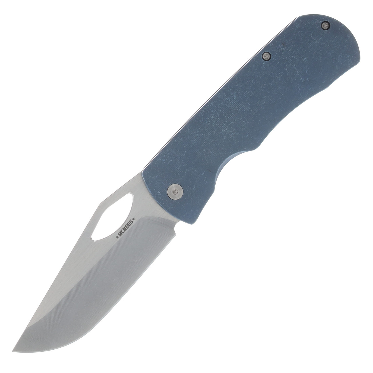 McNees Dixon Folding Knife Stonewash MagnaCut/Atomic Blue Titanium with Satin Hardware MCDIXATBLSTHW