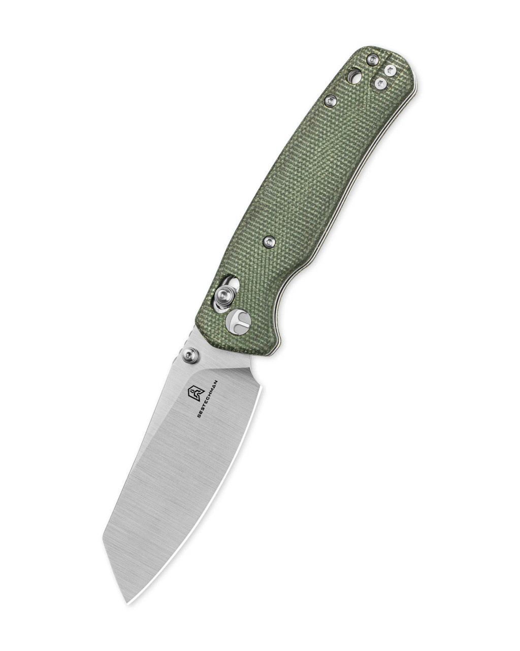 Bestechman Cicadas Wing Folding Knife Satin Reverse Tanto/OD Green