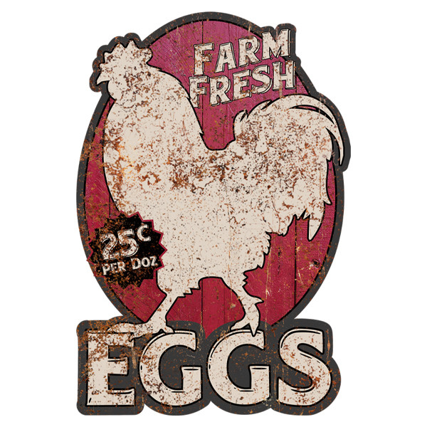 Fresh Eggs Embossed Die Cut Sign