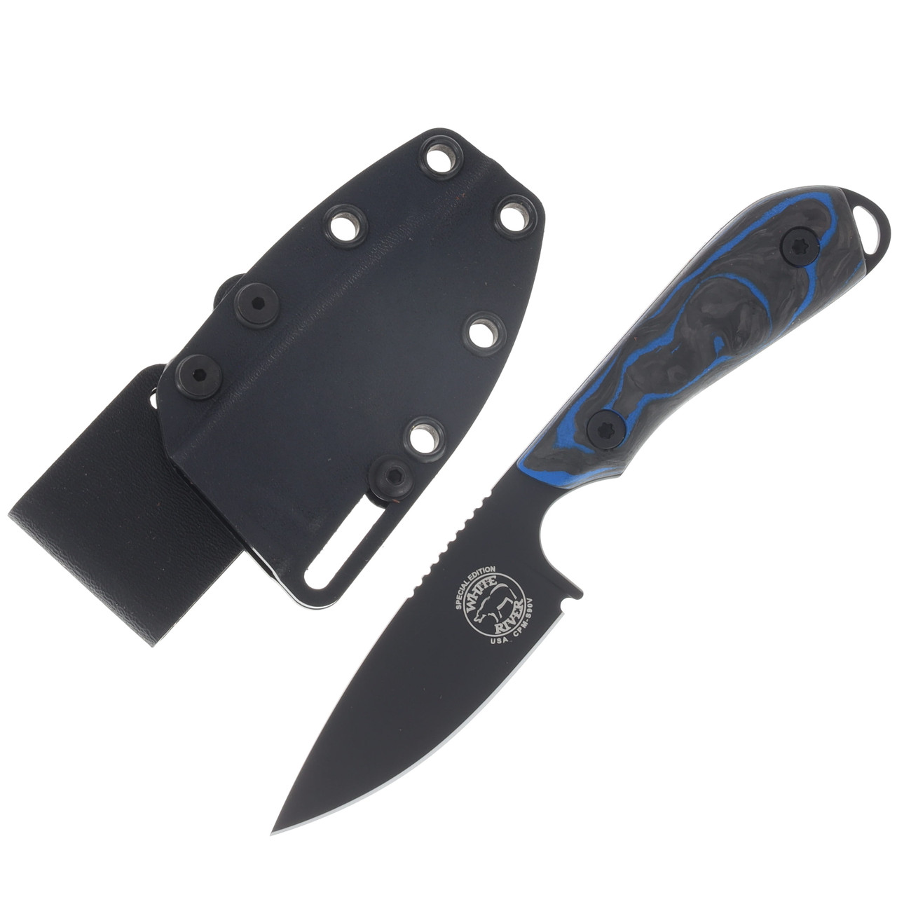 White River SMKW Exclusive Model 1 Fixed Blade Carbon Fiber Blue White River SMKW Exclusive Model 1 Fixed Blade Carbon Fiber Blue