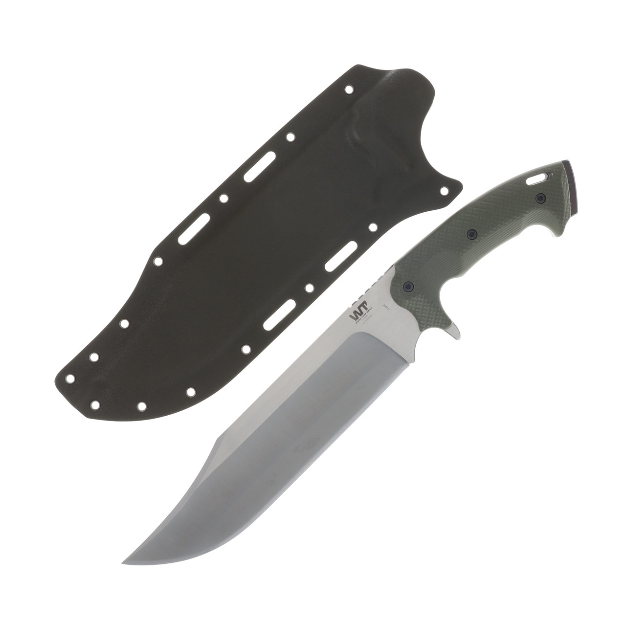 Work Tuff Gear Primal Fixed Blade Knife Satin K329/OD Green Gator Grip G-10 with OD Green Kydex Sheath SG-K329