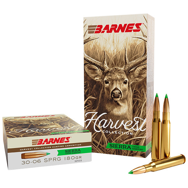 Barnes Bullets Harvest Collection .30-06 Springfield Rifle Ammunition 20 Rounds Brass Centerfire 180 Grain Sierra Tipped GameKing 