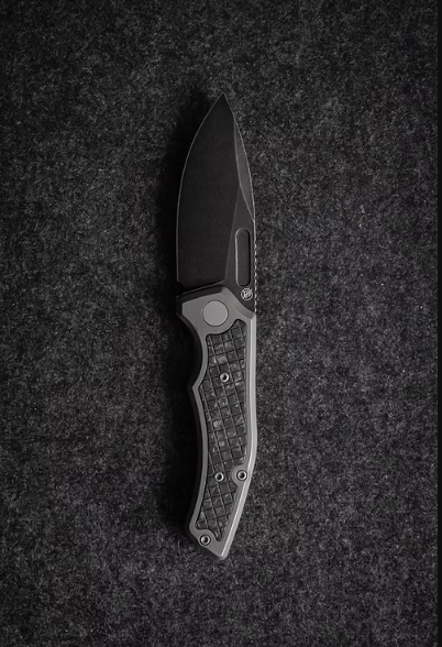 Griffin Scout F3 Folding Knife Marbled 3in Plain Blackwash Drop Point