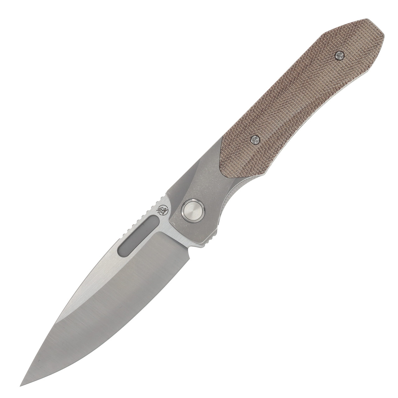 Griffin X Series Bolster Lock Folding Knife Belt Satin Magnacut/Light Stonewash Titanium with Natural Micarta Inlay GRIFFXSERIESBSLSWNMI