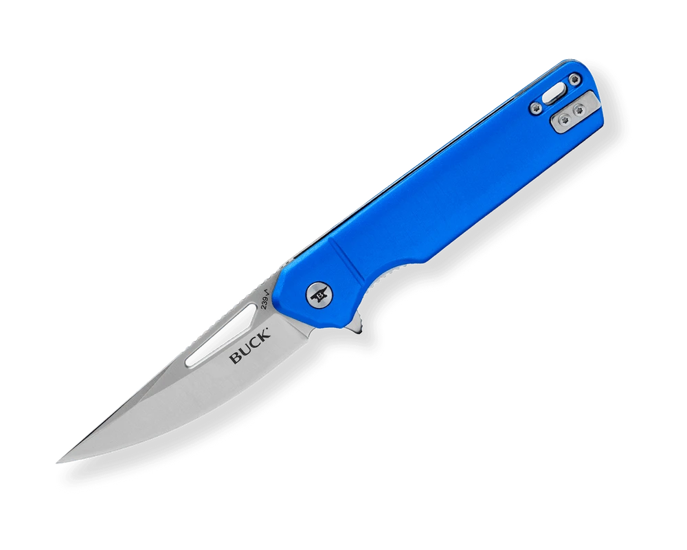 Buck Infusion AO Folding Knife Blue Aluminum Handle- 7Cr17MoV - Clam Pk BU13548
