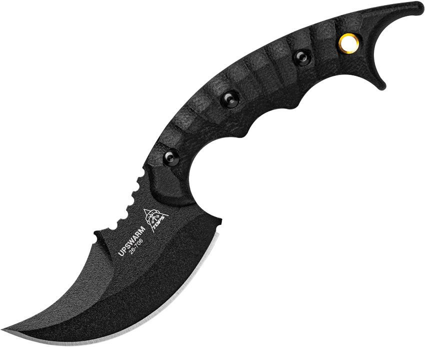 TOPS Upswarm Fixed Blade Black Canvas Micarta Handle 3in Black Single Edge Blade TPUPSM-01