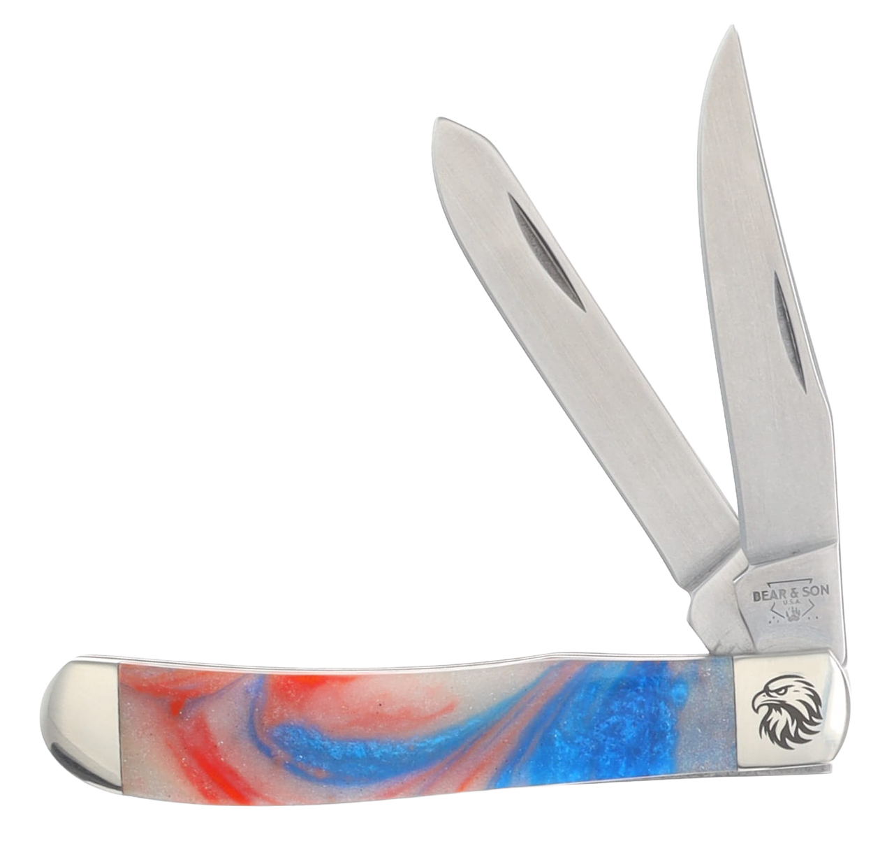 Bear & Son SMKW Exclusive Star-Spangled Firecracker Glow in the Dark and UV Reflective Trapper Folding Knife SSF07